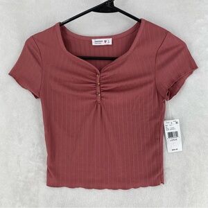 Beautees Shirt Girls Large 14 Ruffled Henley Button Top New